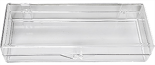 Micro-Tec C46 clear styrene plastic hinged storage boxes, 152x55x32mm
