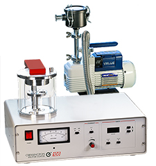 EM-Tec 108 SEM sputter coater system for table top SEM<br>
Complete with Cressington 108manual sputter coater, Value VRI-4 rotary vacuum pump,<br>
all metal KF16  vacuum hardware, oil mist filter and Gold target. 230V/50Hz.