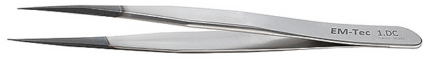 EM-Tec 1.DC hochpräzise diamantbeschichtete ESD-sichere Pinzette, Typ 1, starke, feine Spitzen, paramagnetisch (nicht magnetisch), Edelstahl