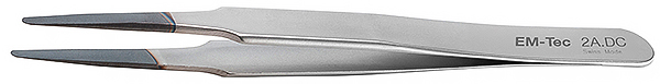 EM-Tec 2A.DC hochpräzise diamantbeschichtete ESD-sichere Pinzette, Typ 2A, flache, akkurat gerundete Spitzen, paramagnetisch (nicht magnetisch), Edelstahl