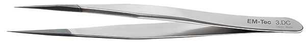 EM-Tec 3.AM high precision diamond coated ESD safe tweezers, style 3, very sharp fine tips, anti-magnetic stainless steel 