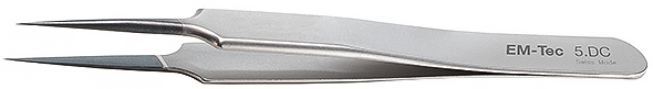 EM-Tec 5.DC hochpräzise diamantbeschichtete ESD-sichere Pinzette, Typ 5, extra feine, gerade Spitzen, paramagnetisch (nicht magnetisch), Edelstahl