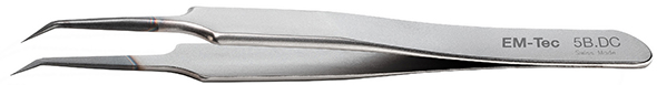 EM-Tec 5B.DC hochpräzise diamantbeschichtete ESD-sichere Pinzette, Typ 5B, extra feine, abgewinkelte Spitzen, paramagnetisch (nicht magnetisch), Edelstahl